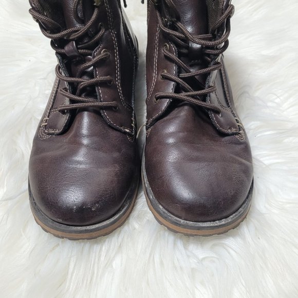 Eddie Bauer Side Zip Boots Lace-Up Brown Classic Casual Preppy Kids Shoes 2 - Picture 3 of 8